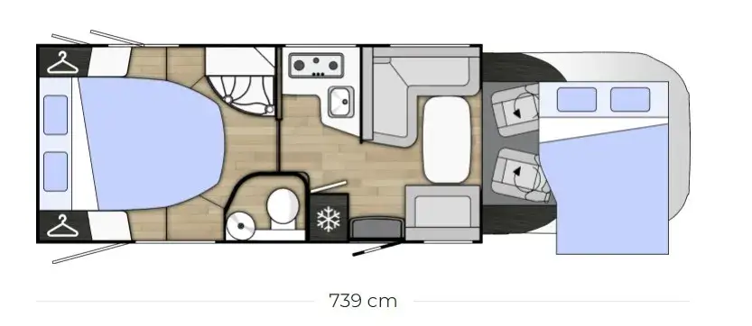 Autocaravanas Cama transversal suite - Autocaravanas y sus tipos de distribución interior Autocaravanas Cama transversal suite - Autocaravanas y sus tipos de distribución interior